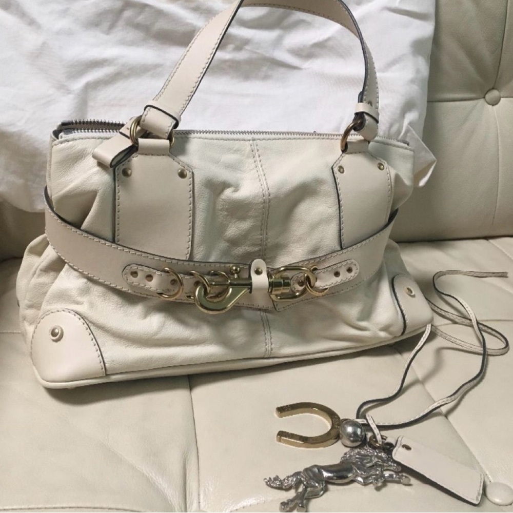 Chloe K Cream Leather Handbag
